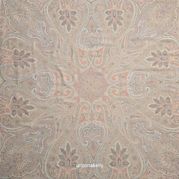 NWOT Altea Wool & Silk Large Square Scarf Muted Grey and Pink Hand-Stitched Hem - Picture 5 of 16